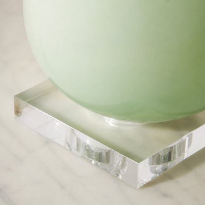 Savara Minimalistische Tischleuchte – Klare Glasform mit Stoffschirm für Schlafzimmer