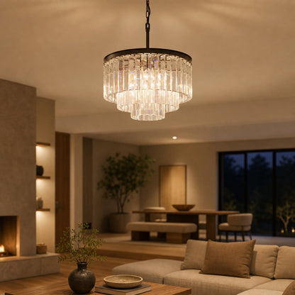 Aurevon Crystal Prism Metal Frame Modern Ceiling Chandelier for Home and Hotel