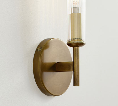 Bravira Ribbed Glass Wall Lamp - Tube Metal Light in Classic Finishes