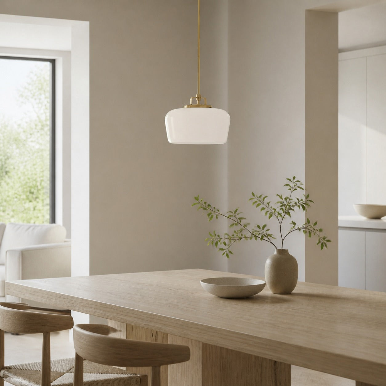 Lirra Opal Glass Pendant Light - Modern Adjustable Metal Drop for Kitchen and Dining