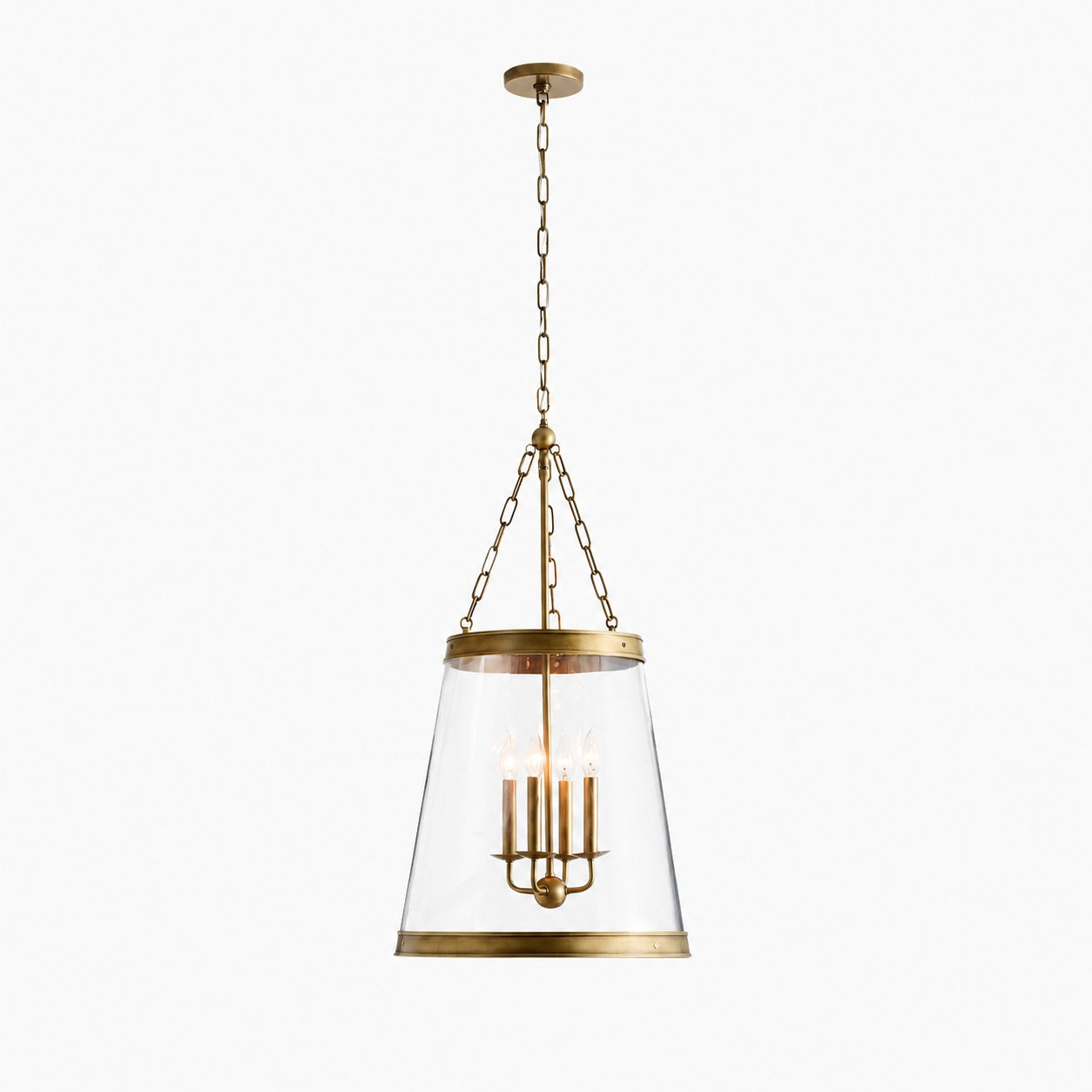 Driscoll Glas Trommel Pendelleuchte - Moderne Messing Hängelampe