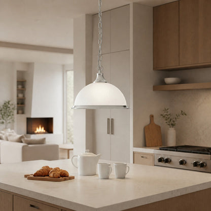 TF Vintora Pendelleuchte aus geripptem Glas – Elegante Metallumrandung für Küchen, Essbereiche und Flure