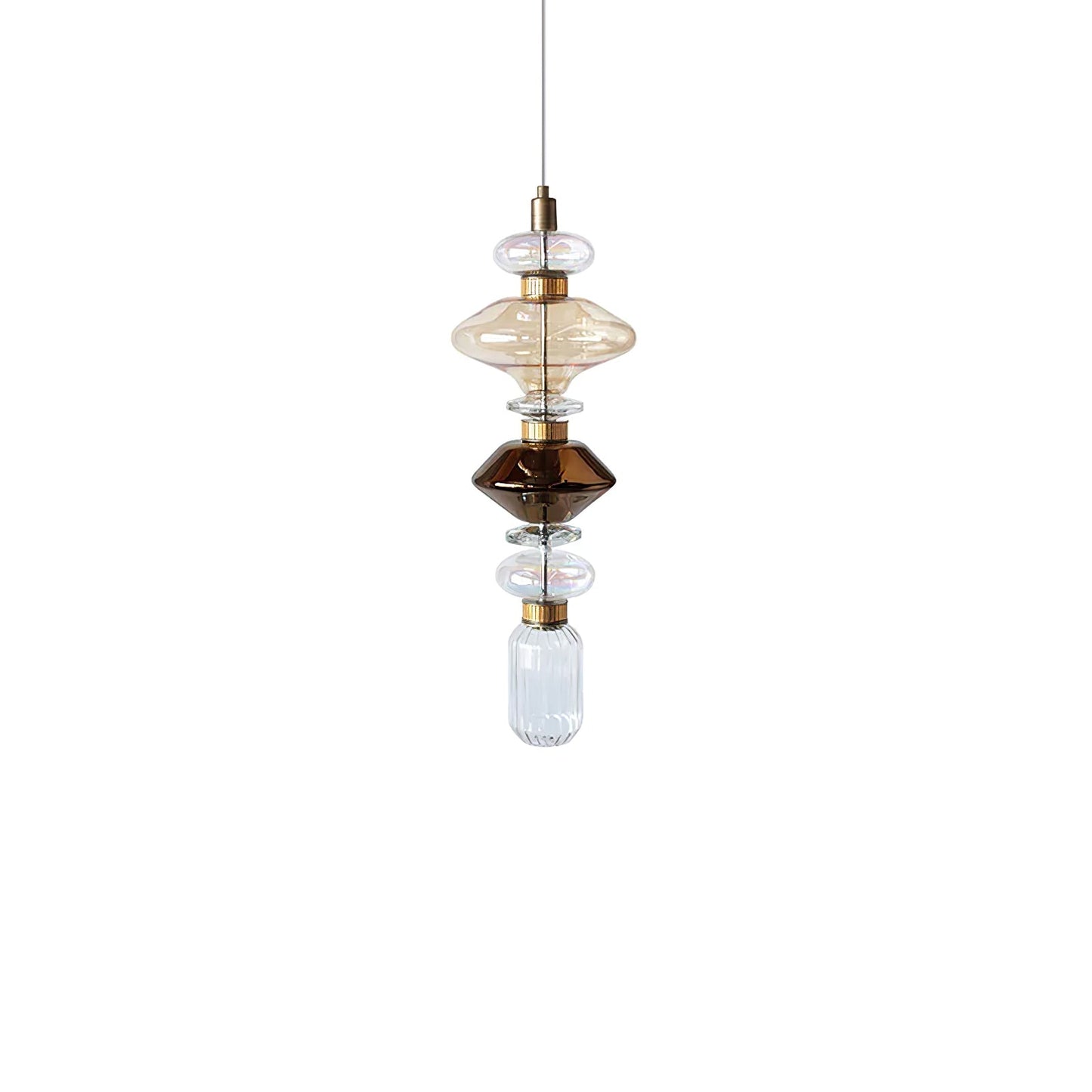 Minimalistische Ballett-Pendelleuchte - Eisen-Metall-Glas-Gold-Bernstein-Innenbeleuchtung
