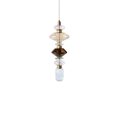 Minimalistische Ballett-Pendelleuchte - Eisen-Metall-Glas-Gold-Bernstein-Innenbeleuchtung