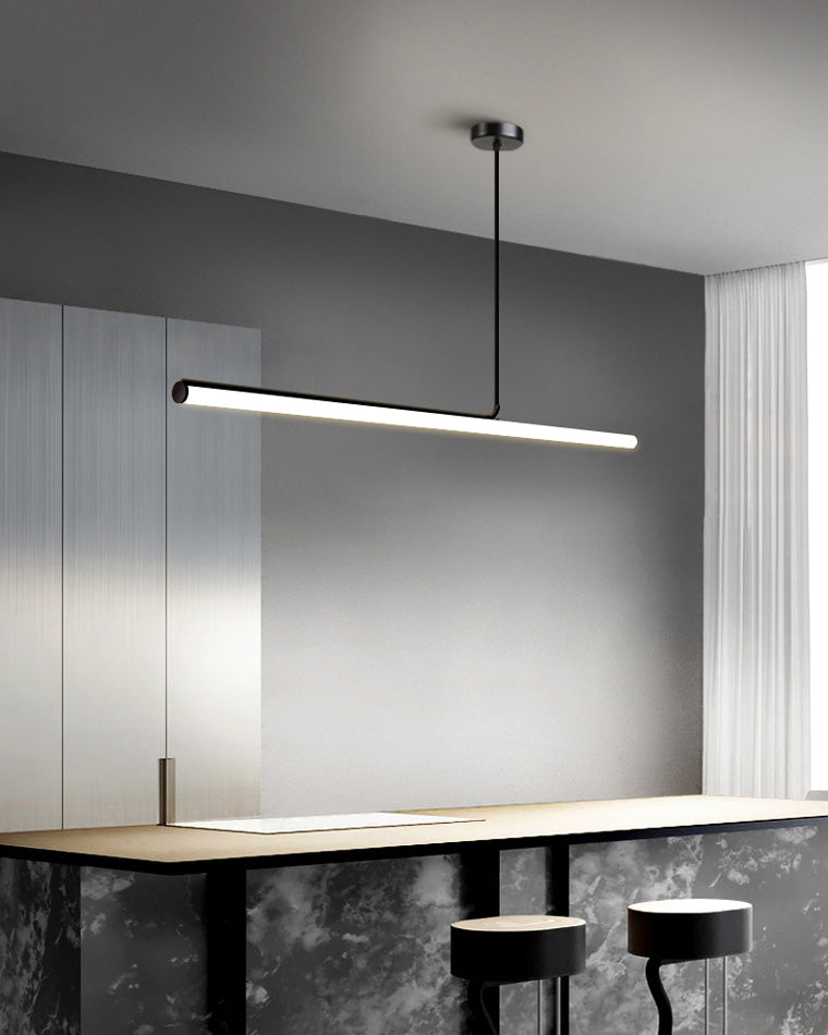 Schlanke asymmetrische lineare Pendelleuchte Schwarz-Weiß-Finish Deckenleuchte