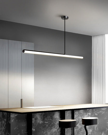 Schlanke asymmetrische lineare Pendelleuchte Schwarz-Weiß-Finish Deckenleuchte