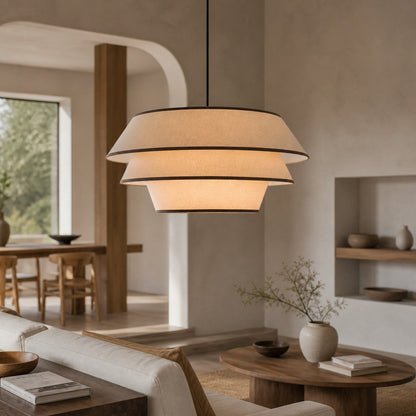 Tarivon Pendelleuchte mit Stahlrahmen und Stoffschirm – Moderne Hängelampe für Esszimmer