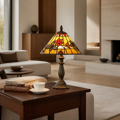 TF Butterfly Table Lamp – Hand-Cut Stained Glass Shade Table Light for Living Room and Bedroom