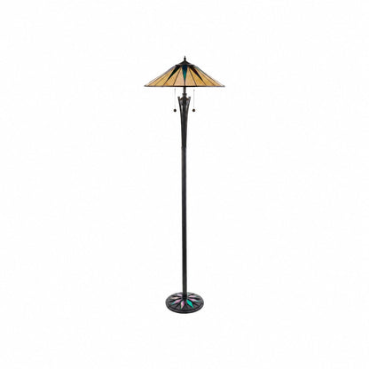 TF Dark Star Tiffany Art Glass Floor Lamp – Vintage-Inspired Metal Base Accent Lighting