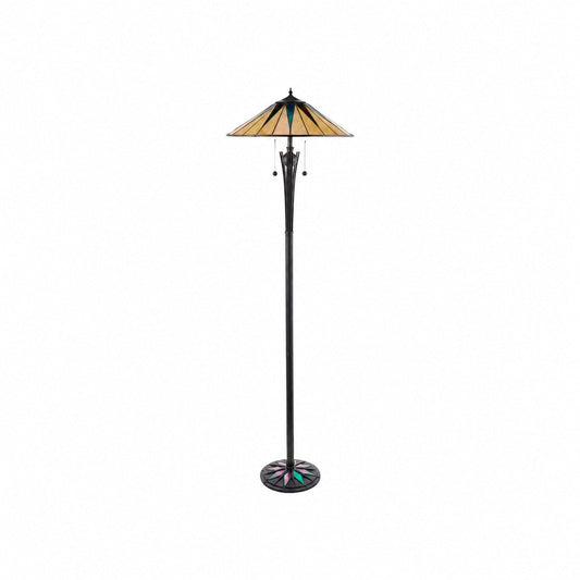 TF Dark Star Tiffany-Stehlampe aus Kunstglas – Akzentbeleuchtung mit Metallfuß im Vintage-Stil