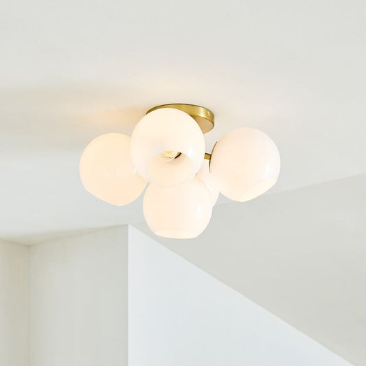 Brina Glass 5-Light Flush Mount - Minimalist Glass Ceiling Fixture