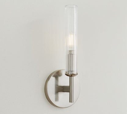 Bravira Ribbed Glass Wall Lamp - Tube Metal Light in Classic Finishes