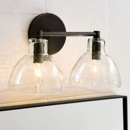 Glavira Recycled Glass Double Sconce - Indoor Brass Wall Lighting