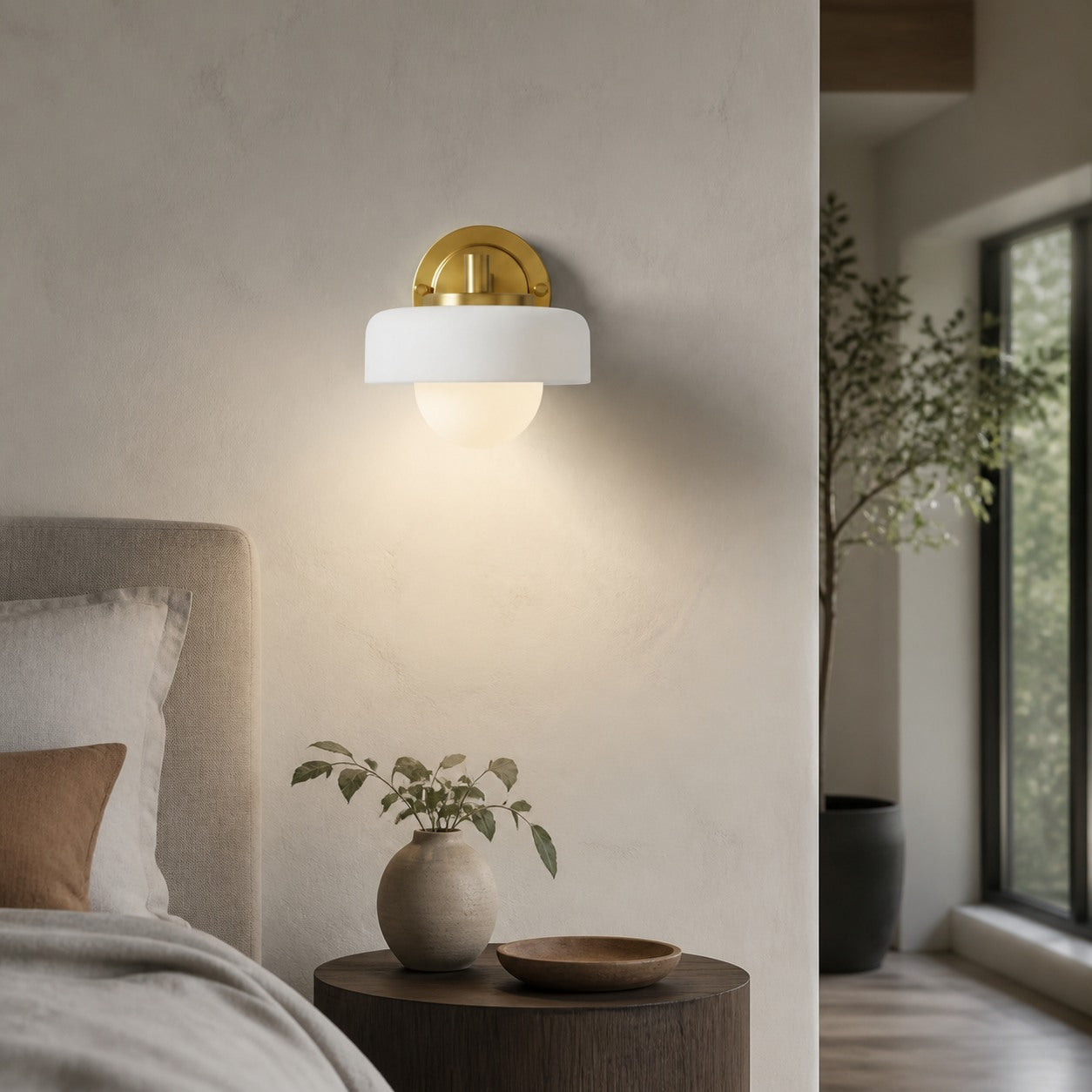 Zirvos Retro-Wandleuchte mit kugelförmigem Glasschirm – Elegante Wandleuchte in Messingoptik für Flure
