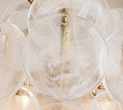 Sevra Cascading Glass Disc Round Flush Mount - Vintage Messing Deckenleuchte