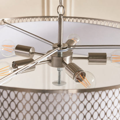 Liorin Geometrische Pendelleuchte – Moderne Pendelleuchte mit filigranem Metall- und Stoffschirm für den Innenbereich