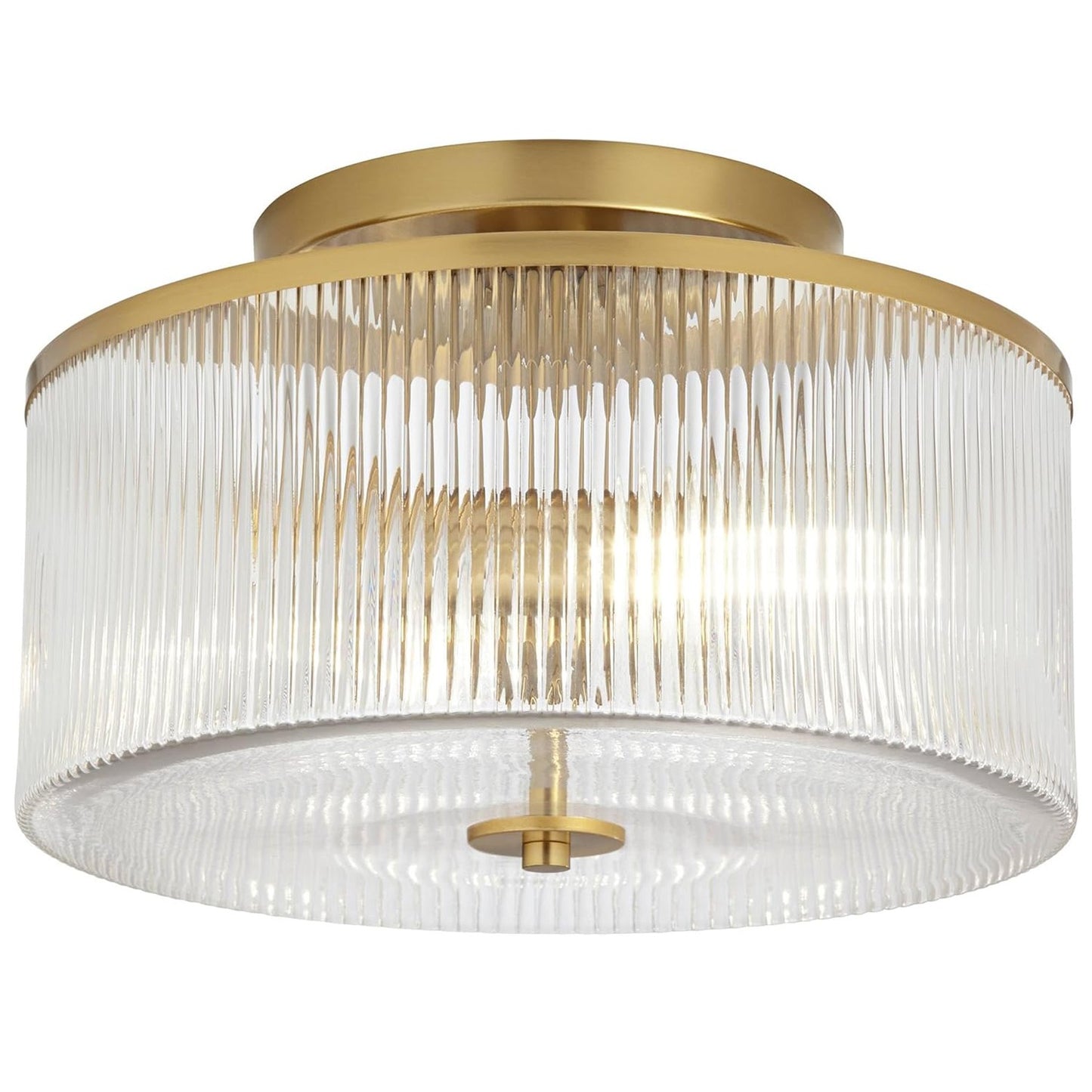 Retro Fluted Glass Drum Ceiling Light