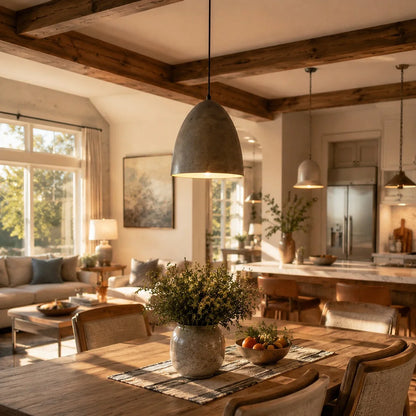 Vintage Distressed Metal Dome Pendant Light