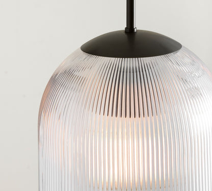 Bravira Ribbed Glass Pendant Light - Elegant Kitchen Island Lamp
