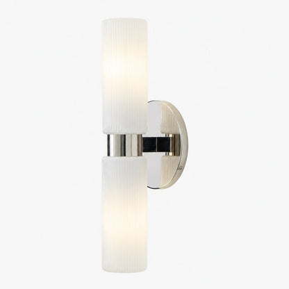 Rivora Doppel-Wandleuchte aus geriffeltem Glas, kurze Form, für drinnen und draußen, elegante Wandleuchte