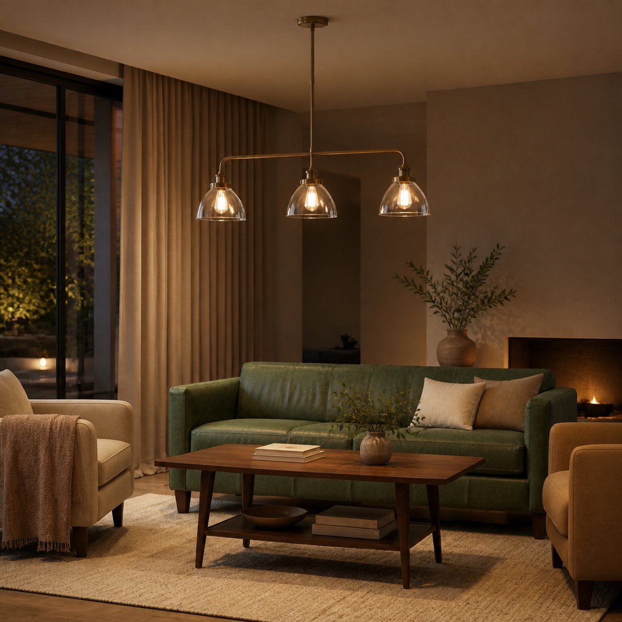 Novera Industrial 3-flammige lineare Pendelleuchte - Moderner Metallstil für Küche und Esszimmer
