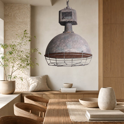 Caged Industrial Metal Pendant Light