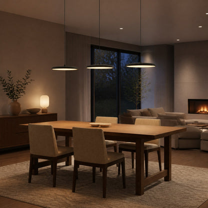 Astris Modern Disc Pendant Lighting – Soft Glow LED Hanging Light for Dining Room and Living Space