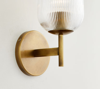 Bravira Ribbed Glass Sconce - Metal Wall Light with Clear Glass Shade