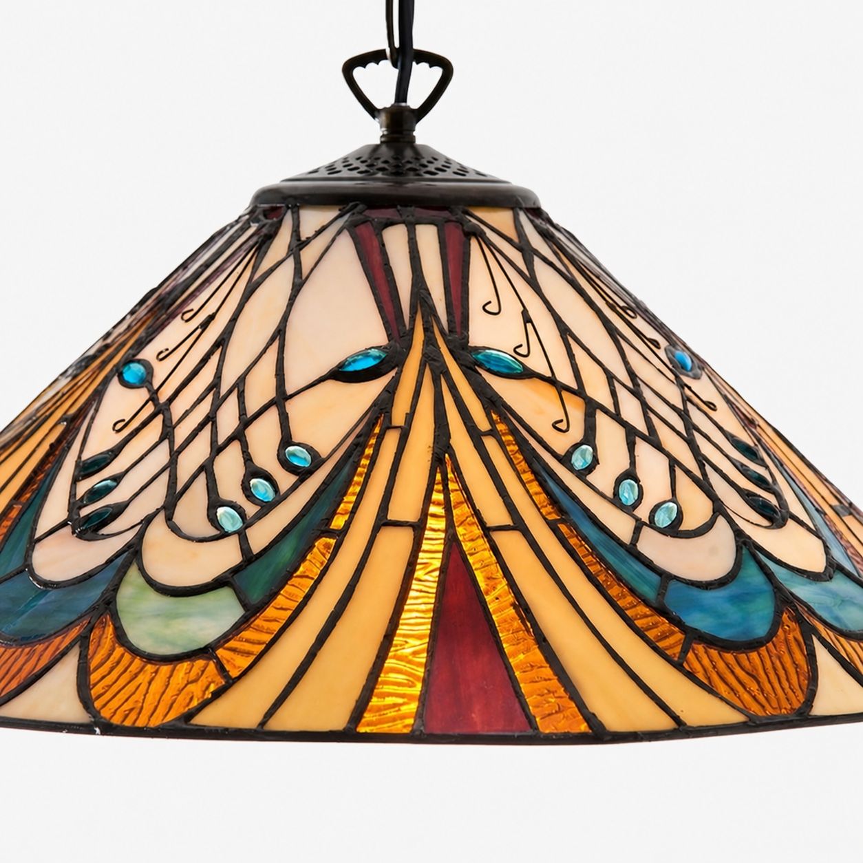 TF Hector Pendant Light – Art Nouveau Stained Glass Decorative Light for Dining or Living Room