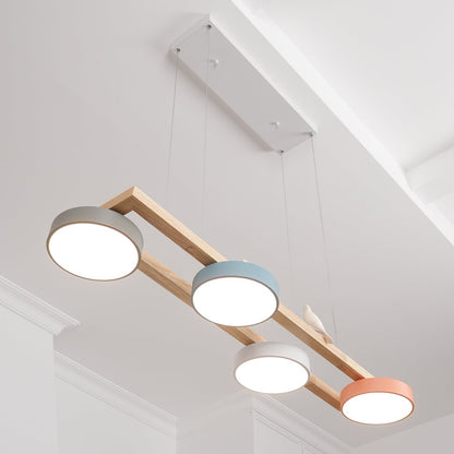 Vogel-Kronleuchter, Holzbalken, Metall, Acrylharz, integrierte LED, helles weißes Licht