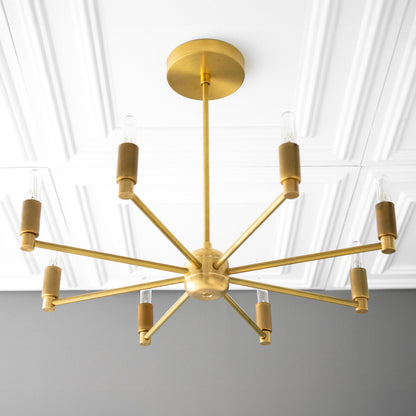 Mobilux Line Modern Chandelier - 8 Arm Mid Century Hanging Light