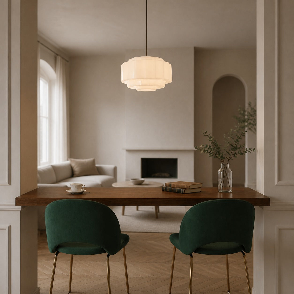 Vexrona Glas-Pendelleuchte – Elegante, verstellbare Metall-Aufhängestange für Wohnzimmer und Bar