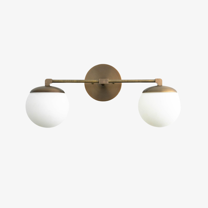 Glorica Glass Vanity Light - Art Deco Brass Wall Globe Fixture Modern