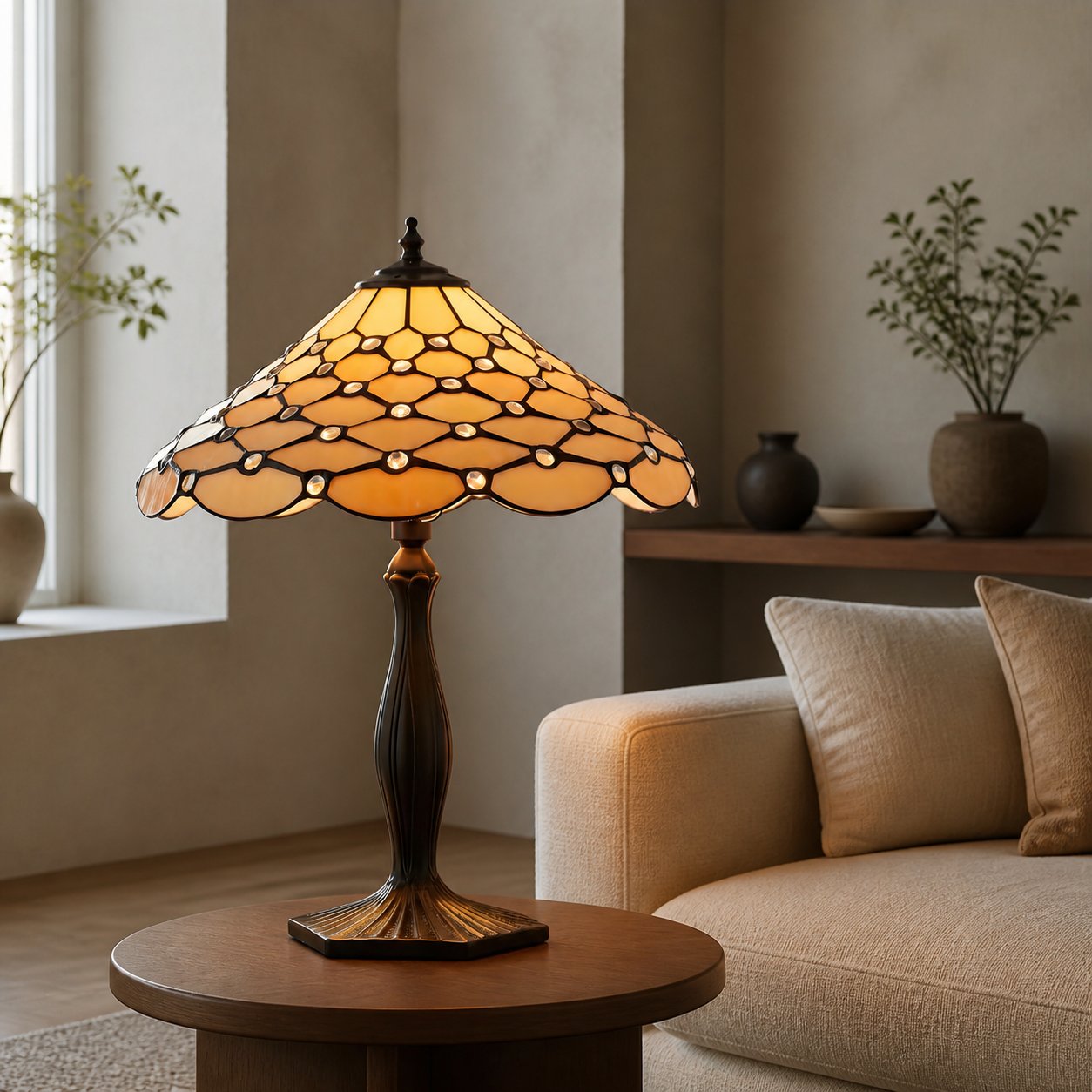 TF Pearl Tischleuchte aus Buntglas – Stimmungslicht für Schlaf- und Wohnzimmer