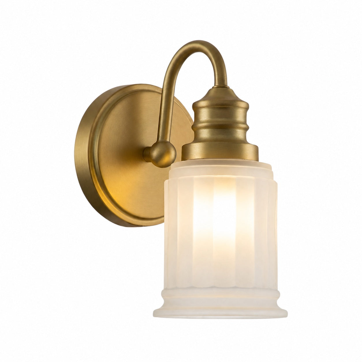 Lirra Bathroom Metal Wall Lamp with Glass Shade - Damp Rated Wall Sconce