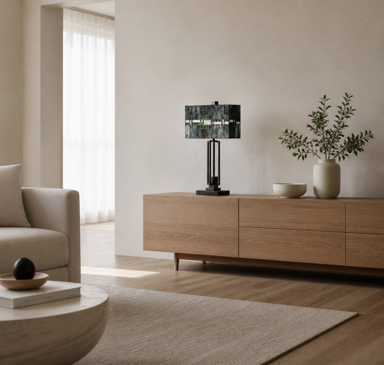 Rechteckige Tischleuchte Culletto aus Buntglas – Künstlerischer Look für Schlafzimmer und Flure