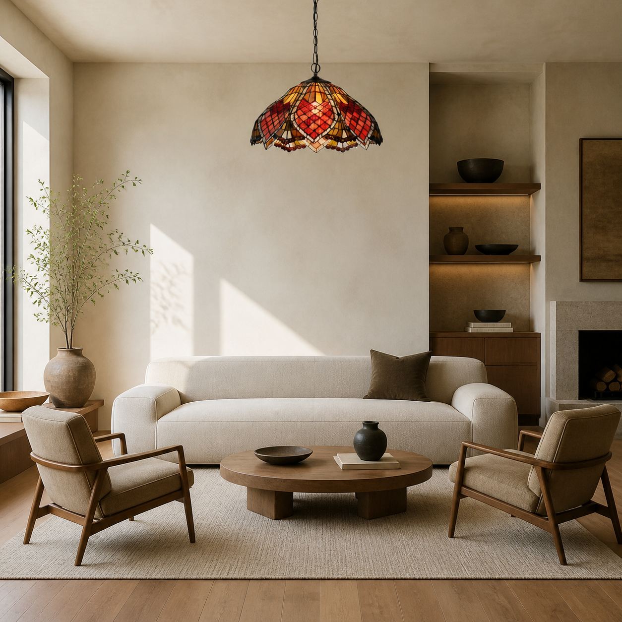TF Orsino Vintage Art Deco Pendant Light - Textured Glass Lighting for Bedrooms & Halls