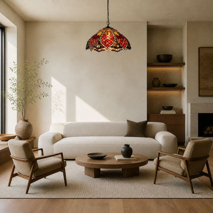 TF Orsino Vintage Art Deco Pendant Light - Textured Glass Lighting for Bedrooms & Halls