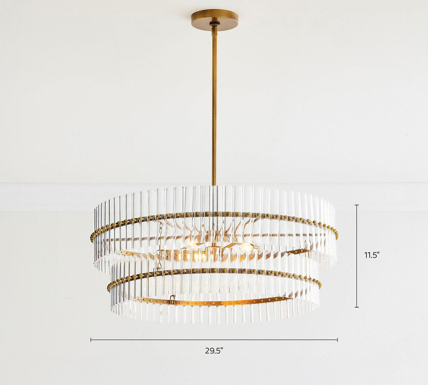 Lumora Kristall-Pendelleuchte – Elegantes Trommelmessing und geschliffenes Glas