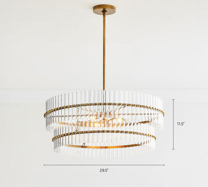 Lumora Kristall-Pendelleuchte – Elegantes Trommelmessing und geschliffenes Glas