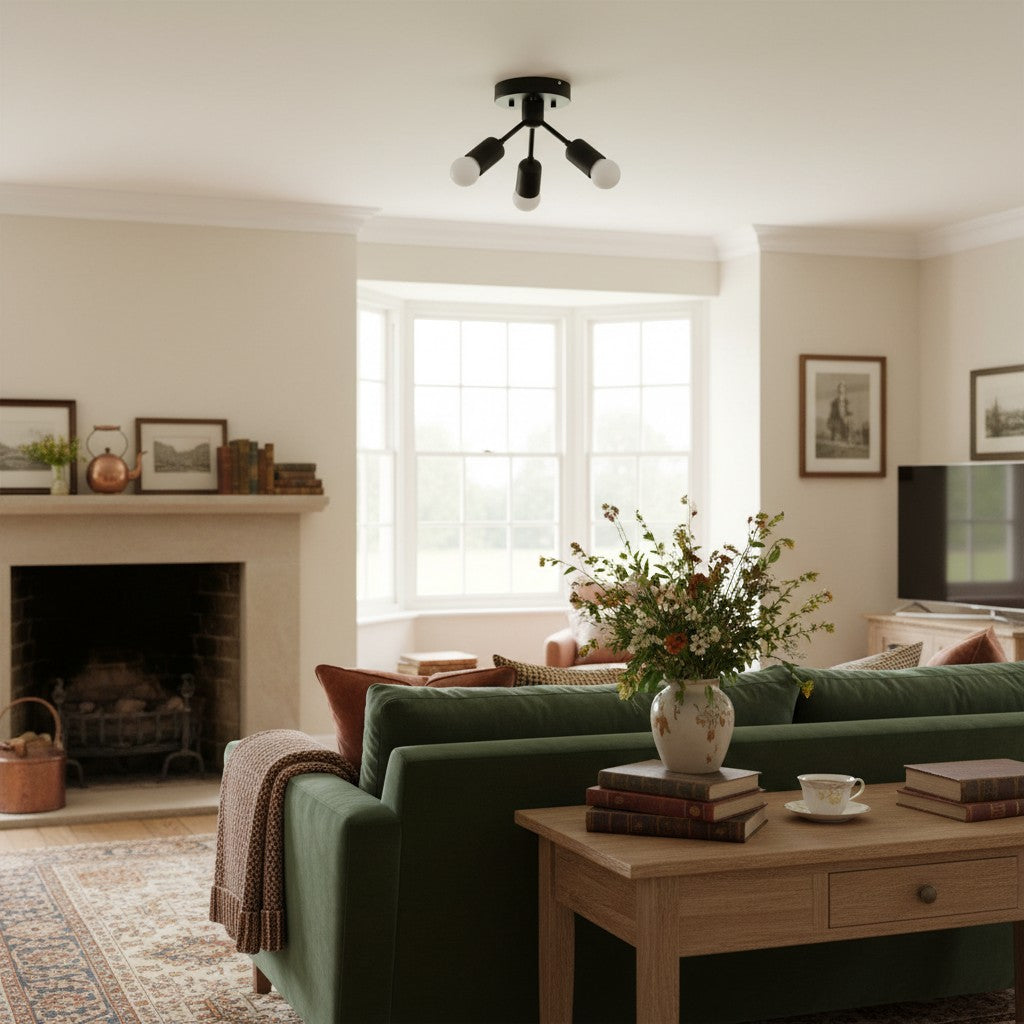 Mobilux Line Modern Brass Flush Mount - Minimalist Gold Ceiling Light for Bedroom