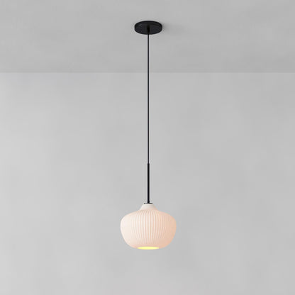 Rivrona Ribbed Pendant – Modern Ribbed Glass Light with Metal Finish