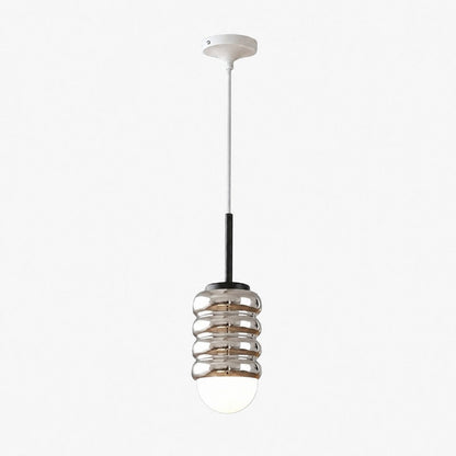 Iron Pendant Lamp with Ribbed Shade - Cream Style Light for Bedroom