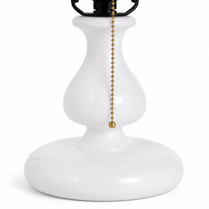 White pedestal lamp base with pull chain switch