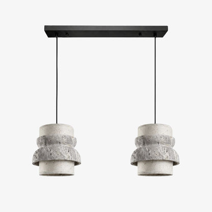 Style A gray travertine stone pendant light with two heads