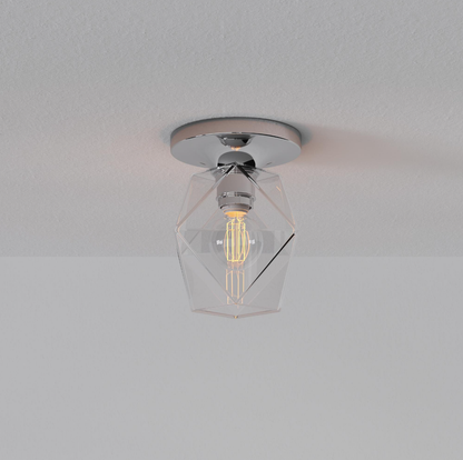 Talvior Sculptural Flush Mount Ceiling Light – Faceted Glass for Modern Interiors