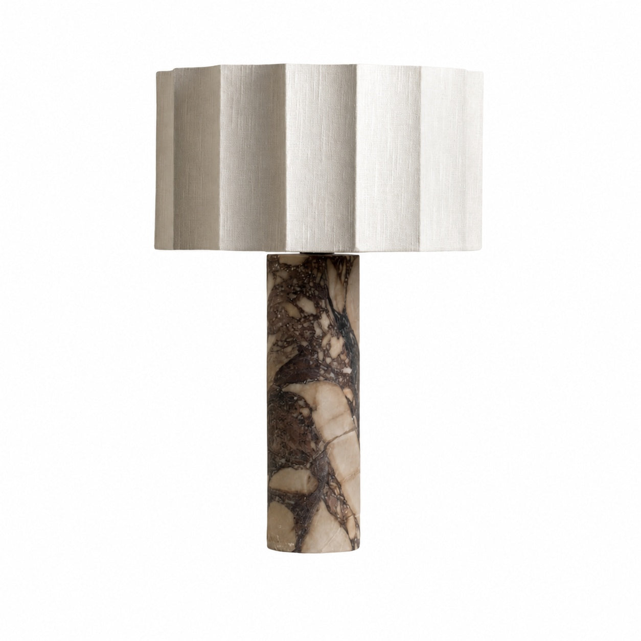 Cavilon Table Lamp with Fan-Shaped Linen Shade - Stone Finishes Suitable for Living Rooms