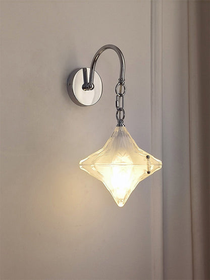 Art Deco Star Wall Sconce - Frosted Glass Light for Hallway - Astris Selene