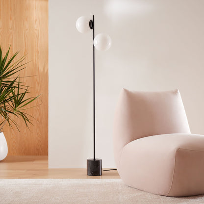 Alessora Sphere Stem Floor Lamp – Metal Frame Marble Base Elegant Lighting