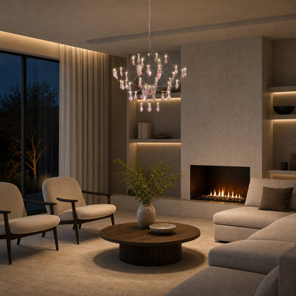 Crynora French Crystal Chandelier - Romantic Firefly Design in Luxe Style for Dining Room or Bedroom